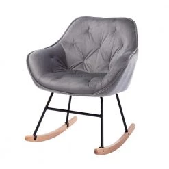 Gray Velvet Rocking Chair by Wateday