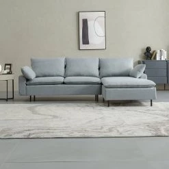 99.60 in. W Square Arm 2-Piece L-Shaped Linen Sectional Sofa in Gray with Left Chaise by Wateday -Wateday Sales Store gray wateday sectional sofas yj yuki9596459 c3 1000