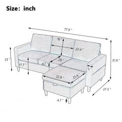 77.90 in. W Square Arm 2-piece Linen L-Shape Sectional Sofa in Gray by Wateday -Wateday Sales Store gray wateday sectional sofas yj yuki9596797 fa 1000