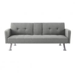 73.23 in. W Flared Arm Fabric Modern Straight Convertible Folding Sleeper Sofa in Gray Seats by Wateday