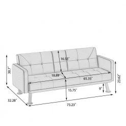 73.23 in. W Flared Arm Fabric Modern Straight Convertible Folding Sleeper Sofa in Gray Seats by Wateday -Wateday Sales Store gray wateday sofas couches yj yuki9596361 76 1000