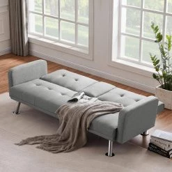 73.23 in. W Flared Arm Fabric Modern Straight Convertible Folding Sleeper Sofa in Gray Seats by Wateday -Wateday Sales Store gray wateday sofas couches yj yuki9596361 c3 1000