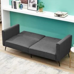 81.90 in. W Square Arm Linen Modern Style Straight Folding Bed Sofa in Gray by Wateday -Wateday Sales Store gray wateday sofas couches yj yuki9596525 4f 1000