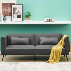 81.90 in. W Square Arm Linen Modern Style Straight Folding Bed Sofa in Gray by Wateday -Wateday Sales Store gray wateday sofas couches yj yuki9596525 c3 1000