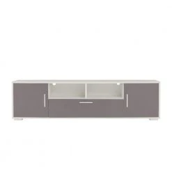 63 in. Gray TV Stand with 1-Drawer Fits TV's up to 65 in. with LED Lights, 2 Doors by Wateday