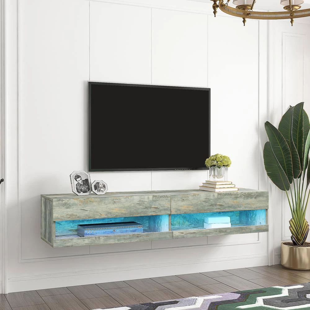 70.87 in. Gray TV Stand without Drawers Fits TV's up to 80 in. with 20 Color LEDs by Wateday 3 70.87 in. Gray TV Stand without Drawers Fits TV's up to 80 in. with 20 Color LEDs by Wateday - Image 3