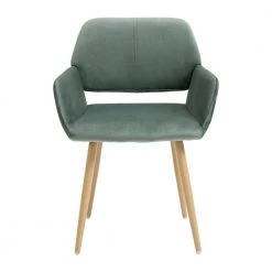 Green Velvet Upholstered Backrest Side Chair by Wateday
