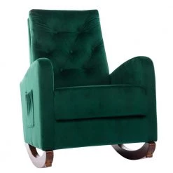 Green Velvet High Back Rocking Chair by Wateday