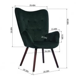 Green Tufted Velvet Wingback Arm Chair by Wateday -Wateday Sales Store green wateday accent chairs yj yuki9596366 44 1000