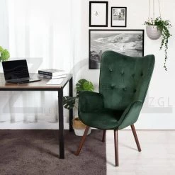 Green Tufted Velvet Wingback Arm Chair by Wateday -Wateday Sales Store green wateday accent chairs yj yuki9596366 c3 1000