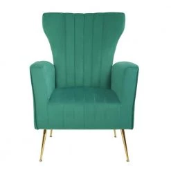 Green Velvet Wingback Arm Side Chair by Wateday