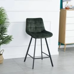 37.40 in. Green Low Back Metal Frame Stool Height 28 in. Bar Stool with Velvet Seat (Set of 2) by Wateday -Wateday Sales Store green wateday bar stools yj yuki9596310 31 1000