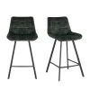 37.40 in. Green Low Back Metal Frame Stool Height 28 in. Bar Stool with Velvet Seat (Set of 2) by Wateday