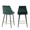 40.50 in. Green Low Back Metal Frame Stool Height 28 in. Bar Stool with Velvet Seat (Set of 2) by Wateday