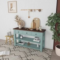 48.82 in. Green Rectangle Wood Console Table with 3 Drawers and 2 Shelves by Wateday 13 48.82 in. Green Rectangle Wood Console Table with 3 Drawers and 2 Shelves by Wateday -Wateday Sales Store green wateday console tables yj yuki9597496 31 1000