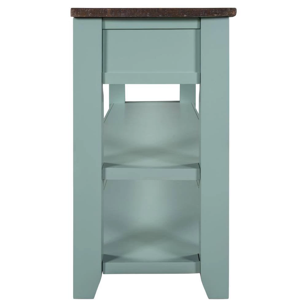 48.82 in. Green Rectangle Wood Console Table with 3 Drawers and 2 Shelves by Wateday 2 48.82 in. Green Rectangle Wood Console Table with 3 Drawers and 2 Shelves by Wateday - Image 2
