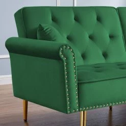 76.70 in. Green Velvet 2-Seats Loveseats with 2 Pillows by Wateday -Wateday Sales Store green wateday loveseats yj yuki9596461 1f 1000