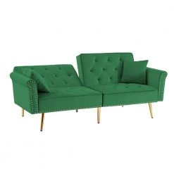76.70 in. Green Velvet 2-Seats Loveseats with 2 Pillows by Wateday -Wateday Sales Store green wateday loveseats yj yuki9596461 4f 1000