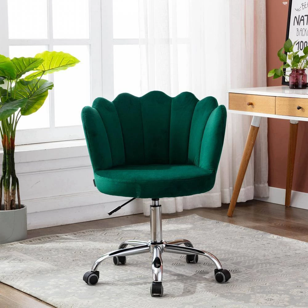Green Velvet Swivel Shell Office Chair without Arms by Wateday 7 Green Velvet Swivel Shell Office Chair without Arms by Wateday - Image 7