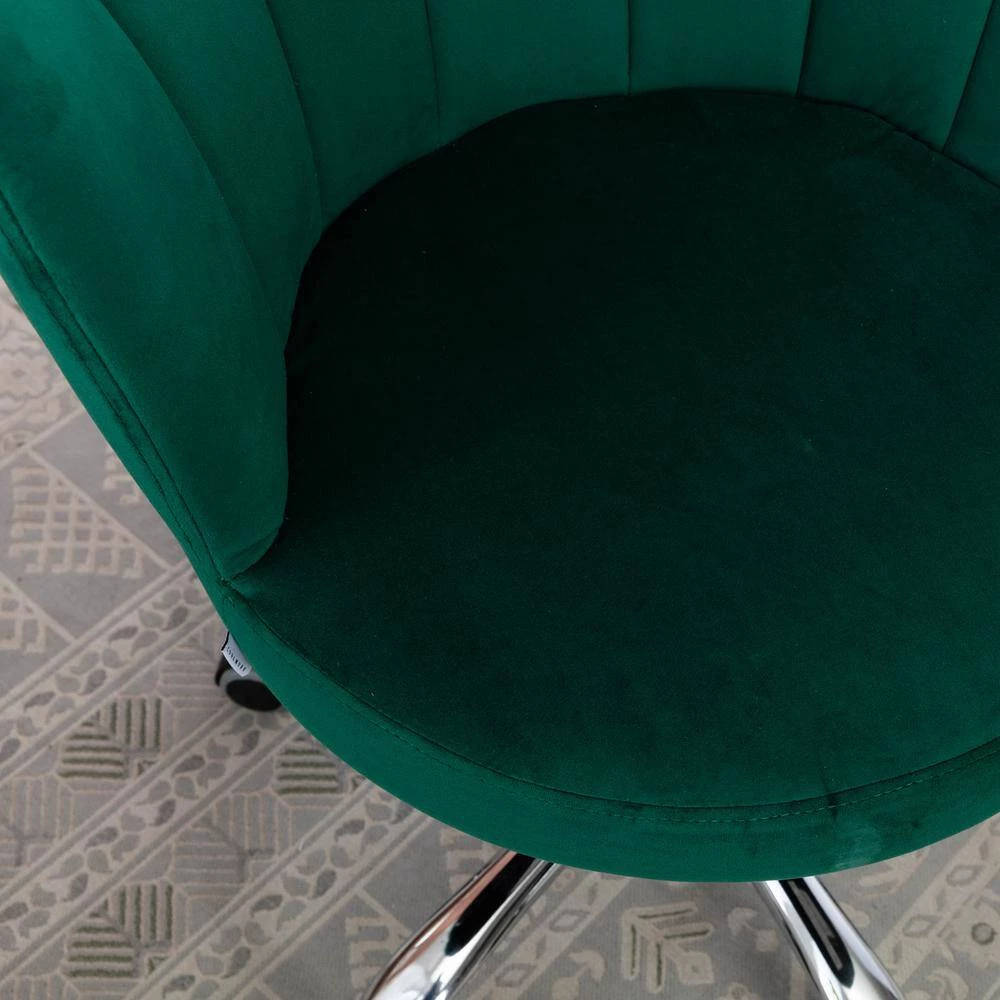 Green Velvet Swivel Shell Office Chair without Arms by Wateday 4 Green Velvet Swivel Shell Office Chair without Arms by Wateday - Image 4