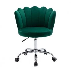 Green Velvet Swivel Shell Office Chair without Arms by Wateday