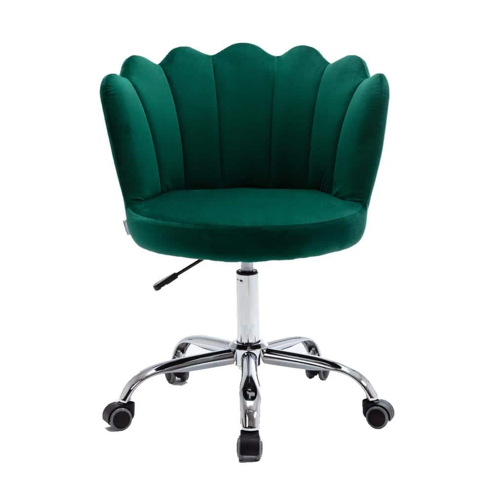 Green Velvet Swivel Shell Office Chair without Arms by Wateday 1 Green Velvet Swivel Shell Office Chair without Arms by Wateday