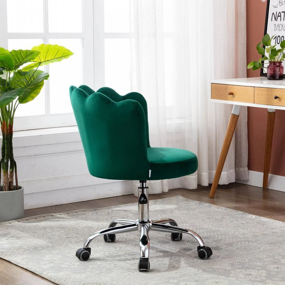 Green Velvet Swivel Shell Office Chair without Arms by Wateday 2 Green Velvet Swivel Shell Office Chair without Arms by Wateday - Image 2