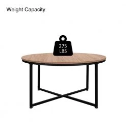 35.04" Light Brown Round MDF Top Coffee Table with X Steel Legs by Wateday 11 35.04" Light Brown Round MDF Top Coffee Table with X Steel Legs by Wateday -Wateday Sales Store light brown wateday coffee tables yj yuki9595596 1f 1000