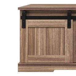 Light Brown Storage Bench with a Sliding Door and Adjustable Shelf, 18"H x 15.6"W x 46.7"L by Wateday -Wateday Sales Store light brown wateday dining benches yj yuki9595357 4f 1000