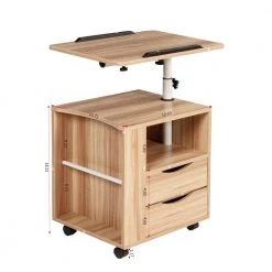 Two Drawers Light Brown Height Adjustable Nightstand, 18.31"Hx15.57"Wx19.69"D by Wateday