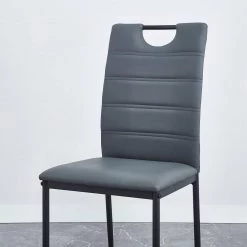 Light Gray Leather Dining Chairs with Painted Metal Legs (Set of 4) by Wateday -Wateday Sales Store light gray wateday dining chairs yj yuki9595911 1f 1000