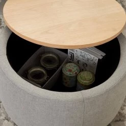 Light Gray Round Storage Ottoman by Wateday -Wateday Sales Store light gray wateday ottomans yj yuki9596256 1f 1000