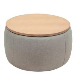 Light Gray Round Storage Ottoman by Wateday