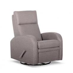 Light Gray Fabric Handle Manual Glider Swivel Recliner by Wateday