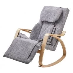 Light Gray Linen Relax Rocking Recliner with Cotton Fabric Cushion by Wateday