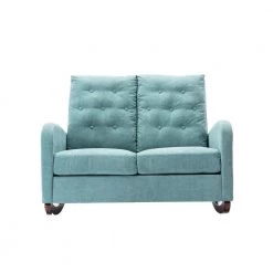 46.46 in. Mint Blue Fabric 2-Seater Rocking Loveseat by Wateday