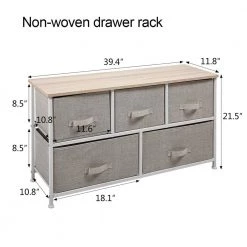 Natural Storage Cabinet with 5-Fabric Drawers by Wateday -Wateday Sales Store natural wateday accent cabinets yj yuki9596476 44 1000