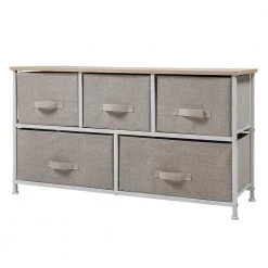 Natural Storage Cabinet with 5-Fabric Drawers by Wateday