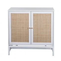 Natural Rattan Accent Storage Cabinet with 2-Door by Wateday