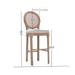 46.5 in. Natural High Back Wood Frame Stool Height 29.9 in. Bar Stool with Fabric Seat (Set of 2) by Wateday -Wateday Sales Store natural wateday bar stools yj yuki9596305 1f 1000