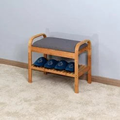 Natural Color Shoe Rack Bench with 2-tier Shelves 19.88 in. H x 13 in. W x 23.62 in. D by Wateday -Wateday Sales Store natural wateday bedroom benches yj yuki9595319 31 1000
