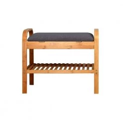 Natural Color Shoe Rack Bench with 2-tier Shelves 19.88 in. H x 13 in. W x 23.62 in. D by Wateday