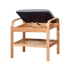 Natural Color Shoe Rack Bench with 2-tier Shelves 19.88 in. H x 13 in. W x 23.62 in. D by Wateday -Wateday Sales Store natural wateday bedroom benches yj yuki9595319 c3 1000