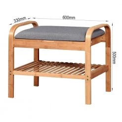 Natural Color Shoe Rack Bench with 2-tier Shelves 19.88 in. H x 13 in. W x 23.62 in. D by Wateday -Wateday Sales Store natural wateday bedroom benches yj yuki9595319 fa 1000