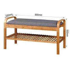 Natural Color Shoe Rack Bench with 2-tier Shelves 19.88 in. H x 13 in. W x 35.43 in. D by Wateday -Wateday Sales Store natural wateday bedroom benches yj yuki9595320 1f 1000