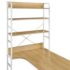 33 in. Rectangular Natural Wood Computer Desk with 5-Tier Open Bookshelf by Wateday -Wateday Sales Store natural wateday computer desks yj yuki9595755 1f 1000