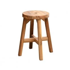 Natural Bench with Round Top Stool 17.7 in. H x 15.4 in. W x 15.4 in. D by Wateday
