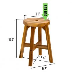 Natural Bench with Round Top Stool 17.7 in. H x 15.4 in. W x 15.4 in. D by Wateday -Wateday Sales Store natural wateday dining benches yj yuki9595982 c3 1000