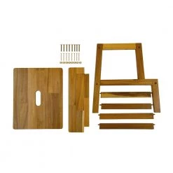 Natural Bench with 2-Steps Stool 19.70 in. H x 18.20 in. W x 16.80 in. D by Wateday -Wateday Sales Store natural wateday dining benches yj yuki9595983 4f 1000