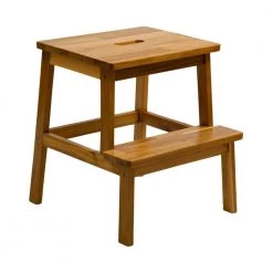 Natural Bench with 2-Steps Stool 19.70 in. H x 18.20 in. W x 16.80 in. D by Wateday